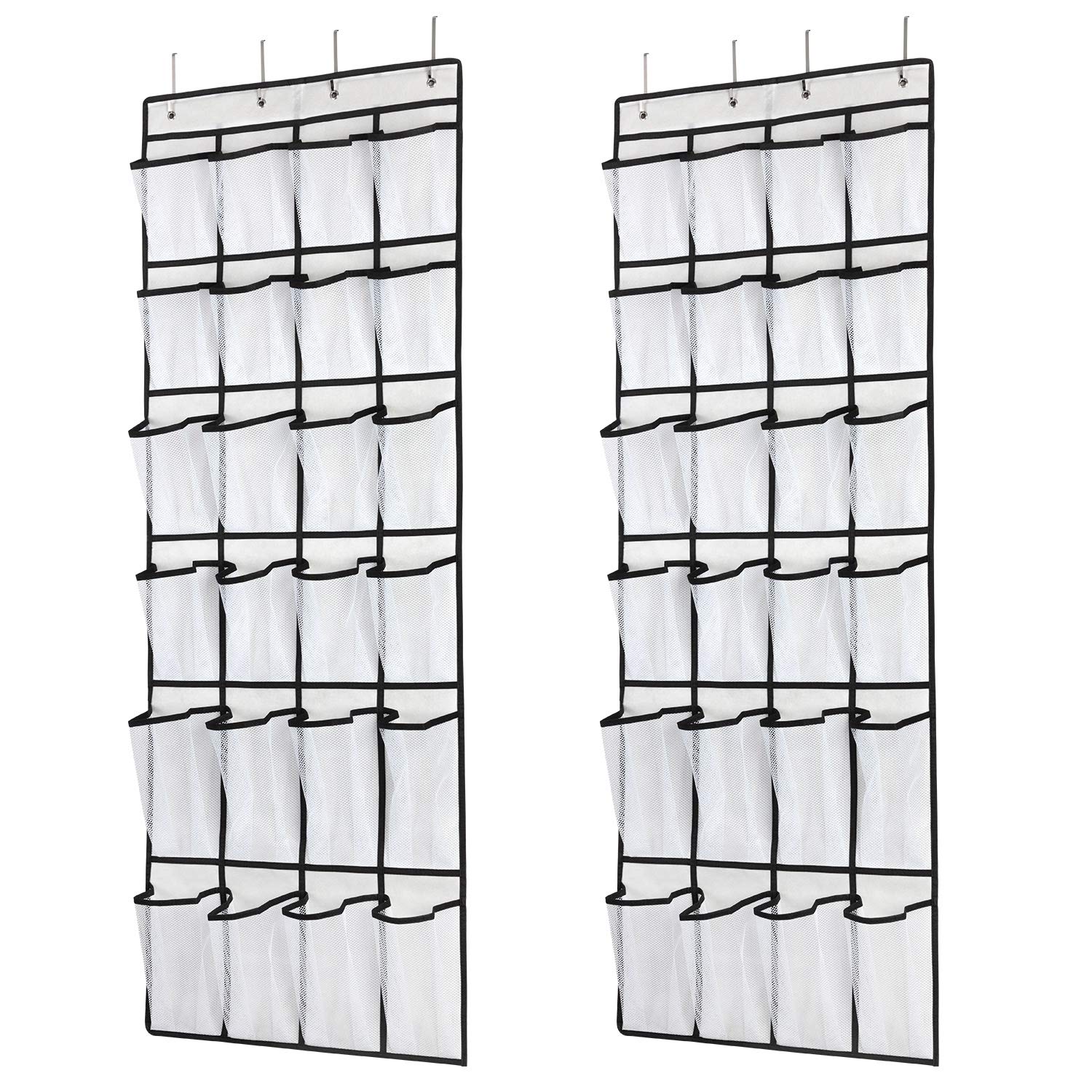 SAVERHO Hanging Shoe Organizer, Over The Door Shoe Organizer with 24 Mesh Large Pockets Door Shoe Rack for Men Women Kids Hangin