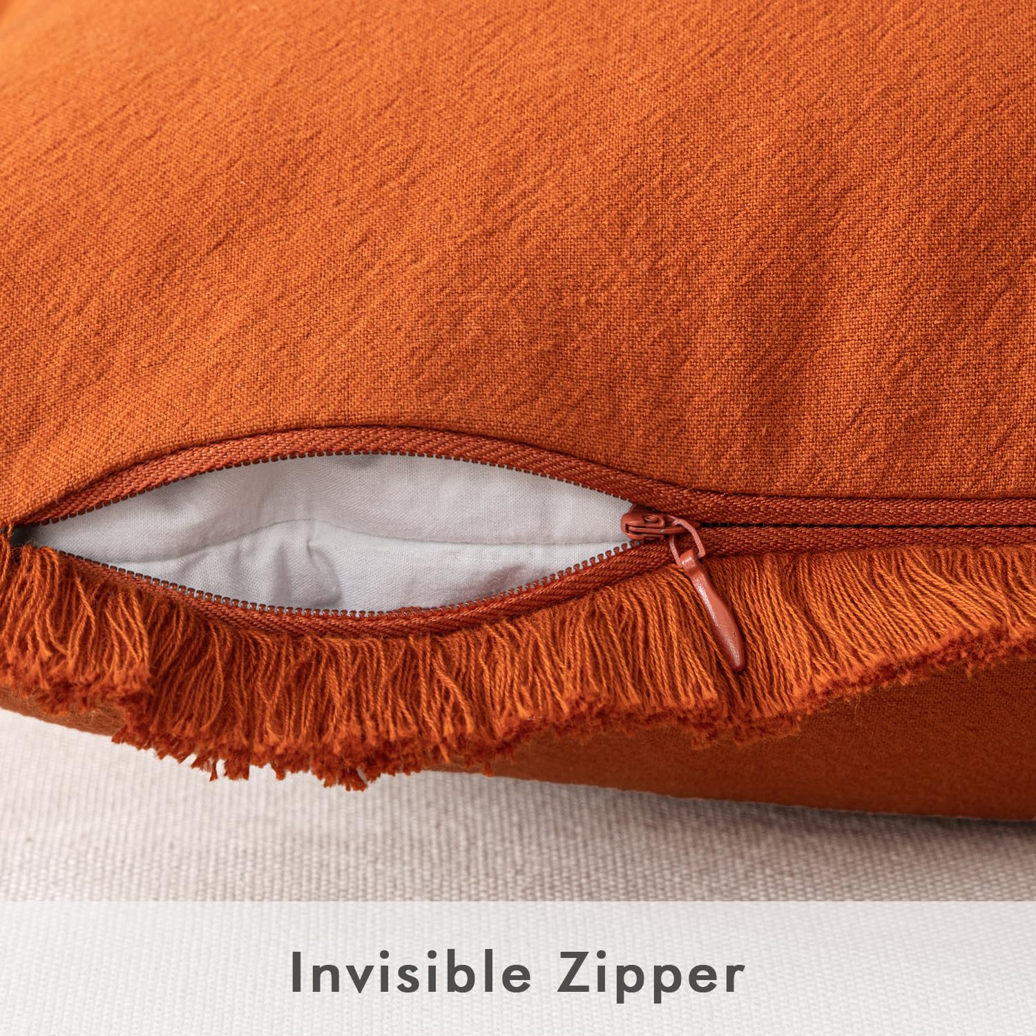 Miulee Pillow Covers Boho Farmhouse 12X20 Set Of 2 Decorative Orange Couch Pillow Covers With Fringe Chic Cotton Throw Pillows Home Decor Accents For Cushion Sof Bed Living Room