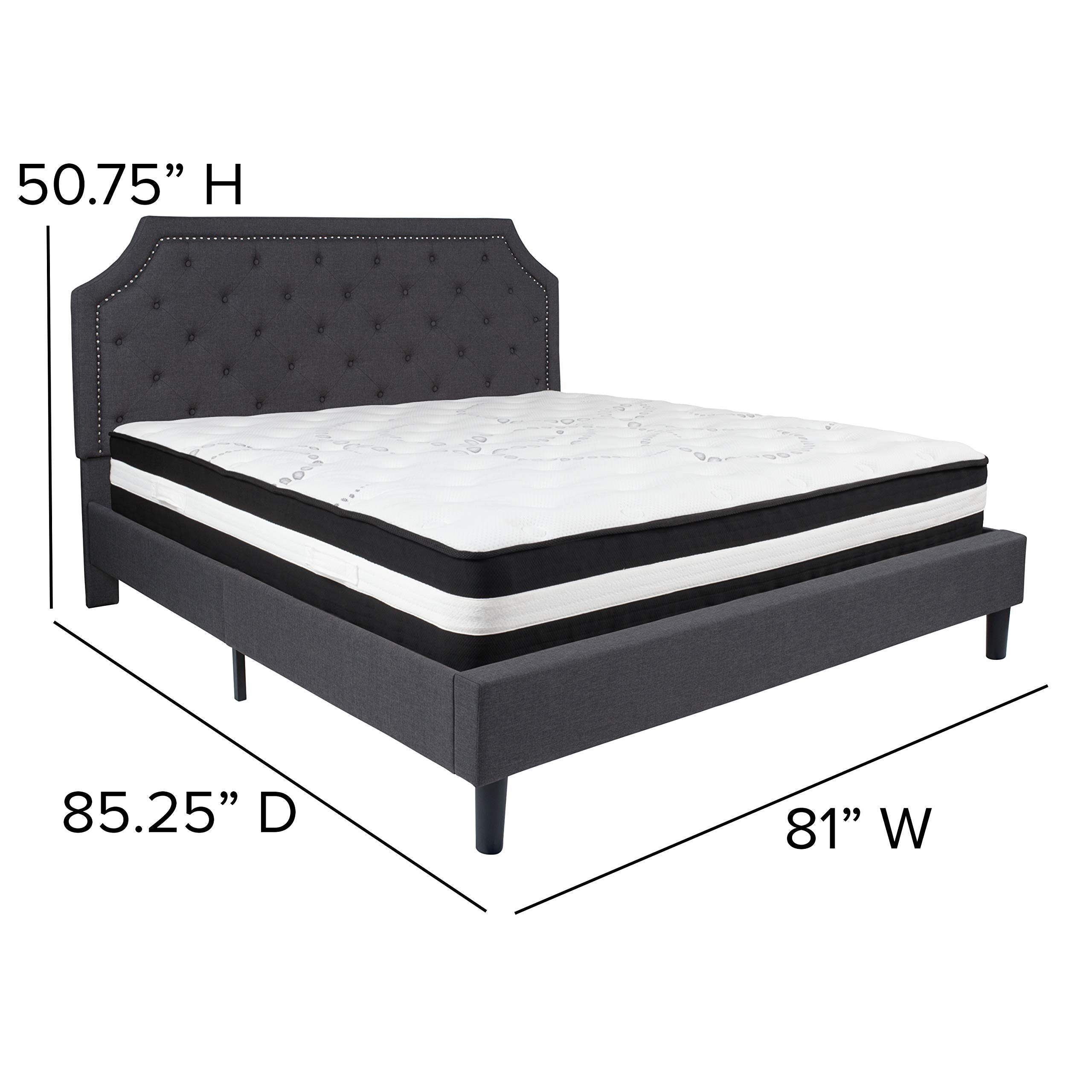 Flash Furniture Brighton King Size Tufted Upholstered Platform Bed - Thumbnail 4