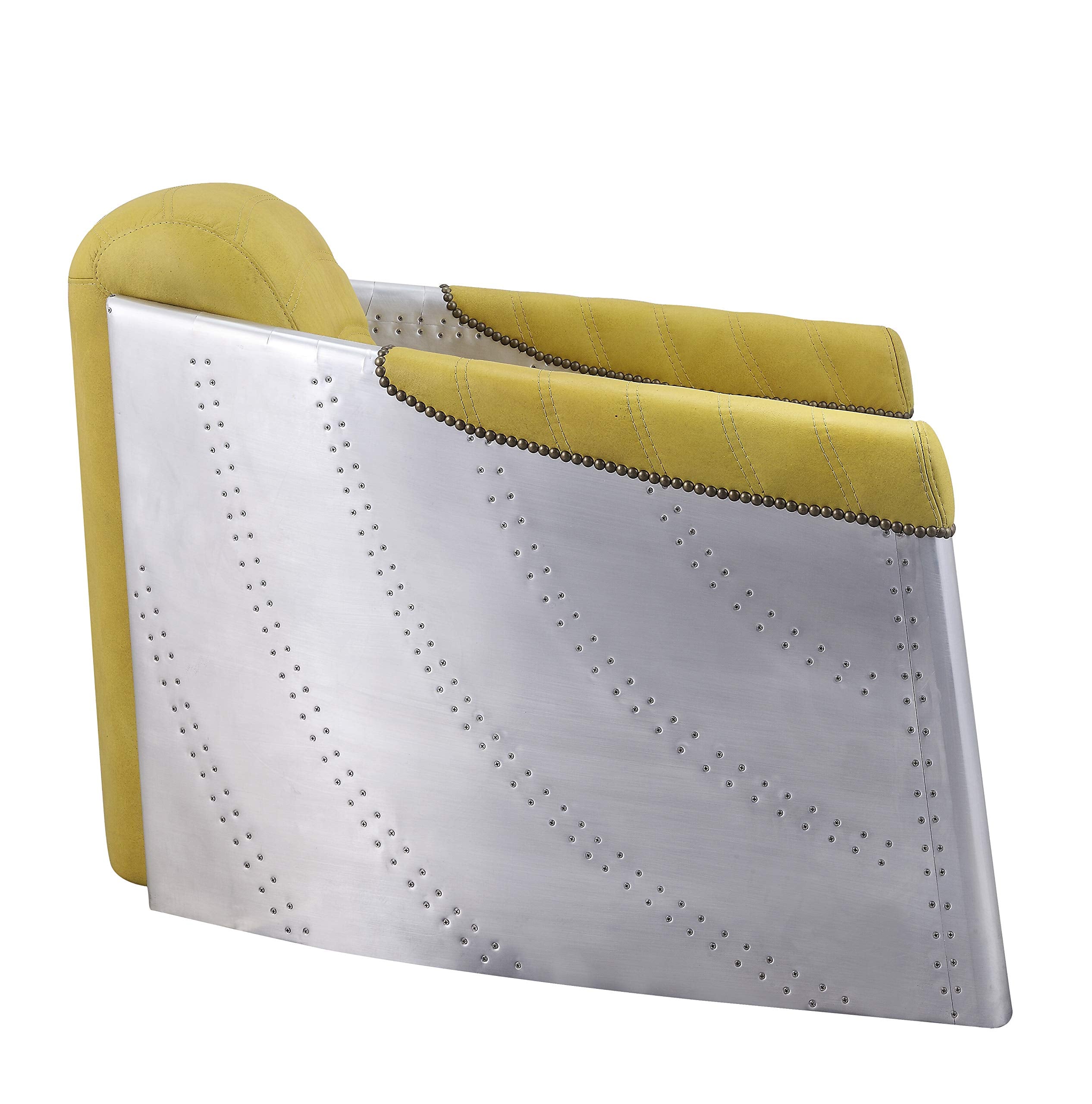Brancaster Accent Chair In Yellow Top Grain Leather & Aluminum