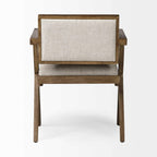 HomeRoots Cream Fabric Wrap with Medium Brown Wooden Frame Dining Chair