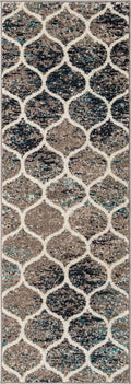 Unique Loom Trellis Frieze Collection Area Rug - Rounded (2' x 6' Runner, Blue Multi/ Ivory)
