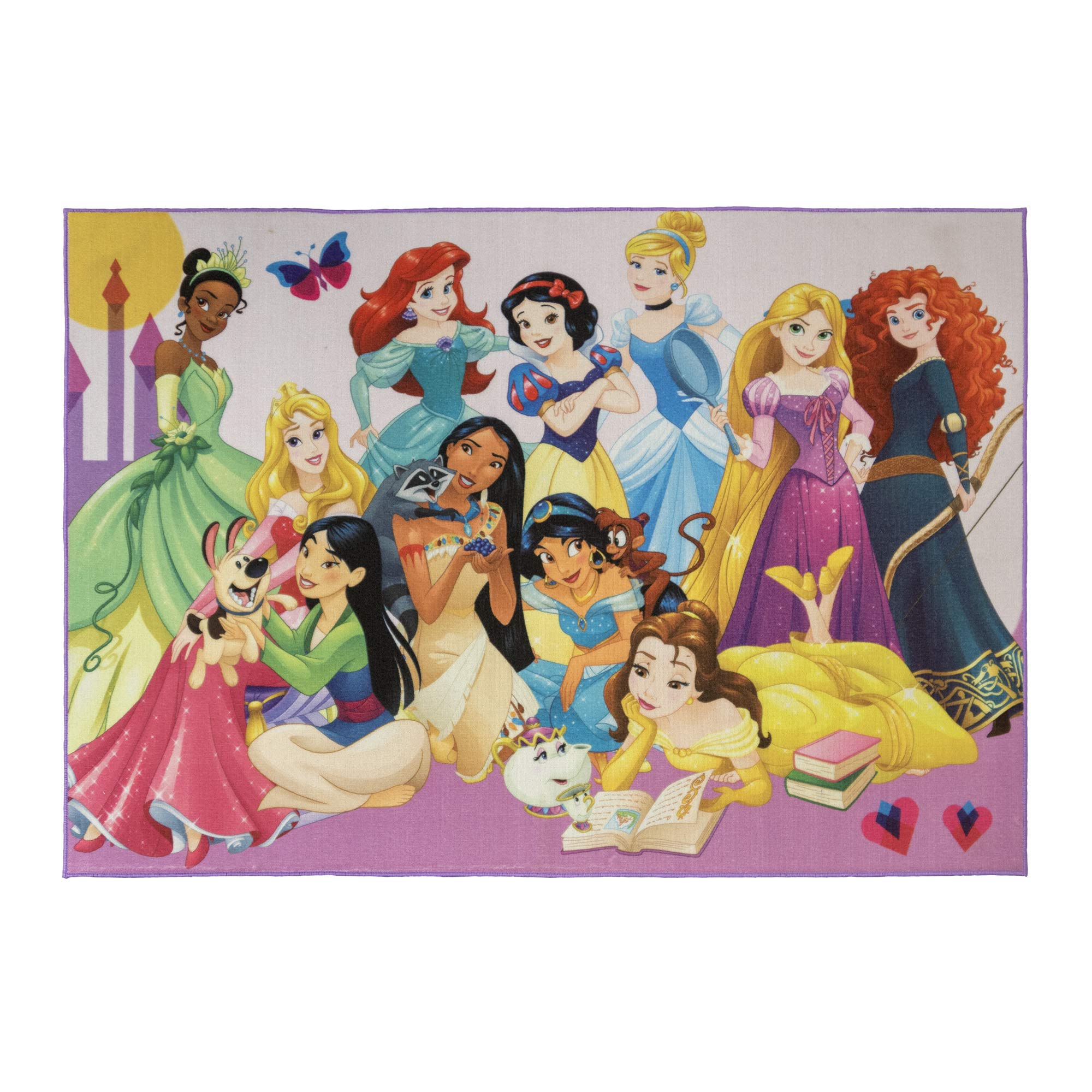 Gertmenian Disney Princess Rug Girls Bedroom Decor Kids Playroom & Game Room Carpet 5X7 Standard, Multi-Color, 21275