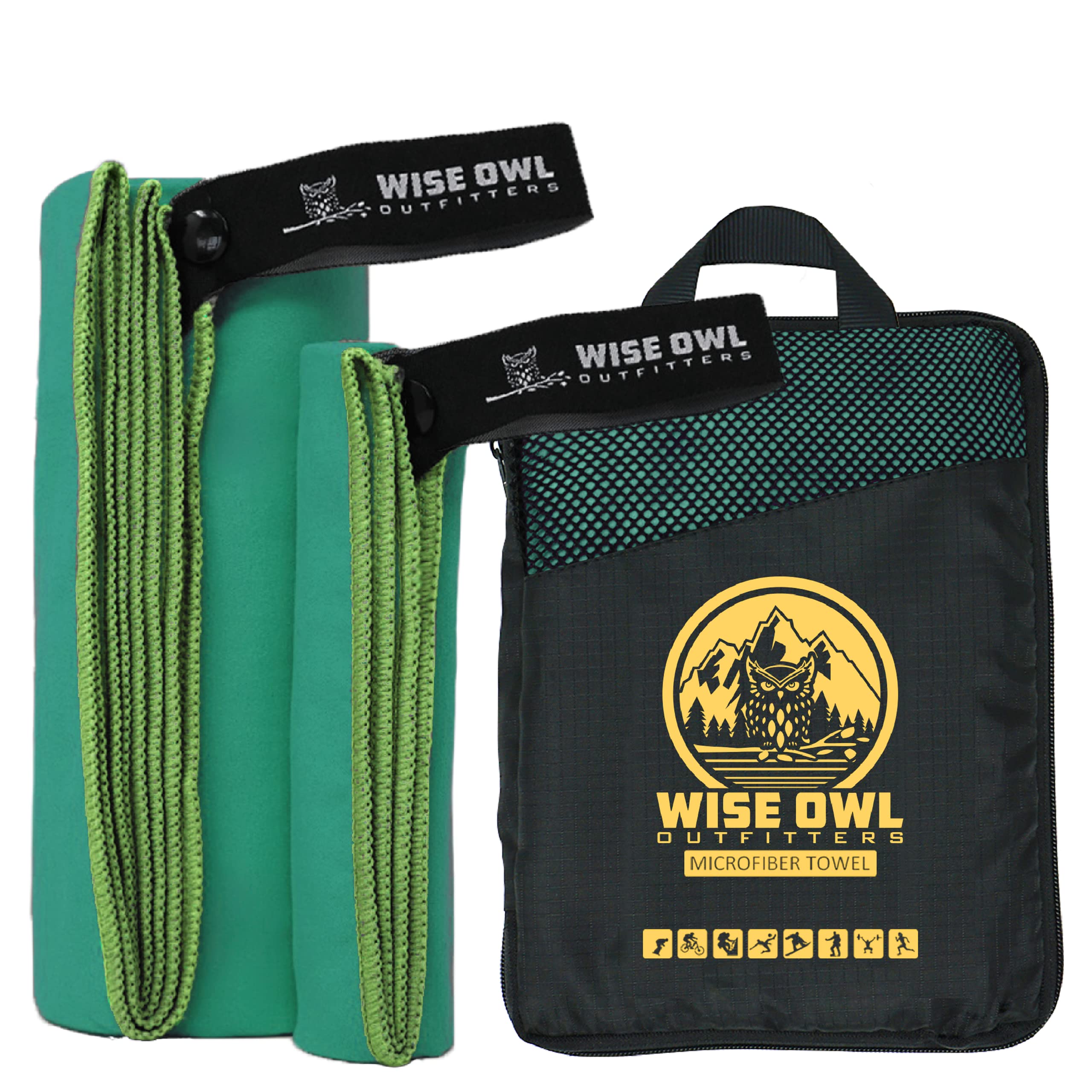 Wise Owl Outfitters Microfiber Camping Towel - Quick Dry Towel for Travel, Backpacking, Hiking, Beach, Gym & Yoga - Compact, Fas