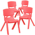 4 Pack Red Plastic Stackable School Chair with 12 Seat Height