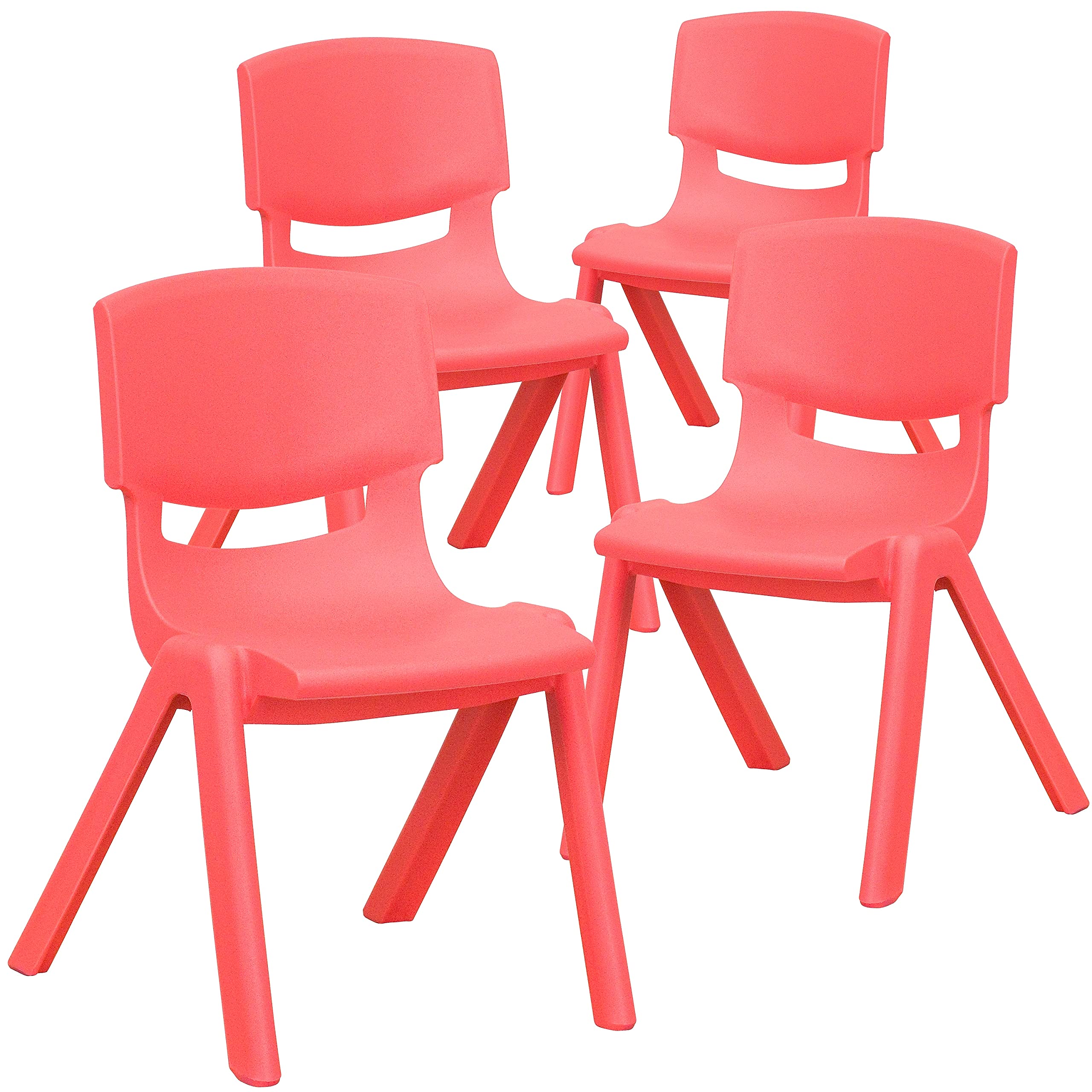 4 Pack Red Plastic Stackable School Chair with 12 Seat Height