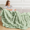Orinova Sage Green Fluffy Furry Blanket Comfy Blanket Cozy 60X80 Faux Fur Blanket For Living Room Bed Thick Ultra Soft Fuzzy Thr