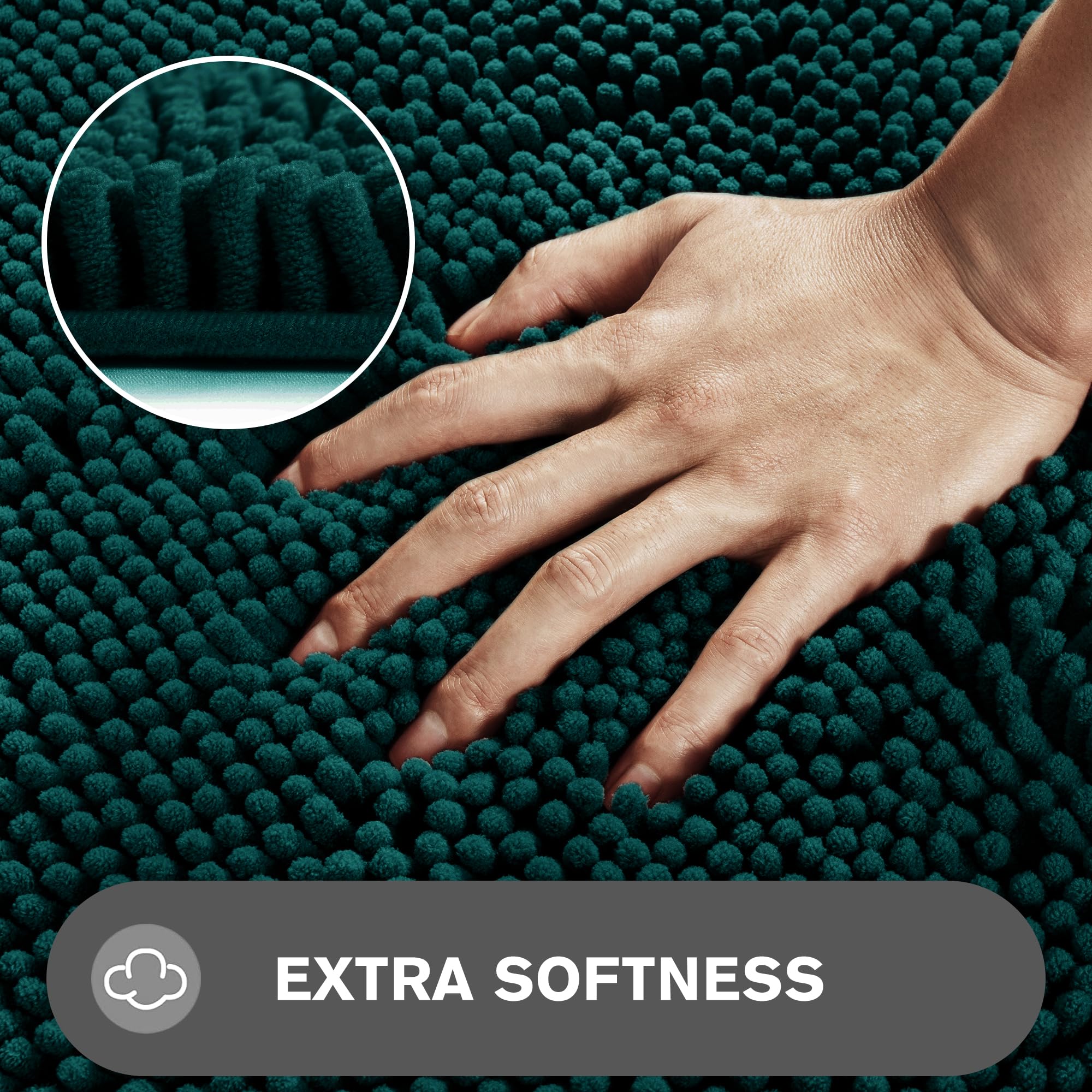 Pureswan Bathroom Rugs Sets 2 Piece - Absorbent And Washable Bath Mat, Non-Slip, Thick Soft Chenille Bath Rugs For Bathroom Floo