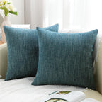 Decoruhome Decorative Throw Pillow Covers 26X26 Set Of 2, Farmhouse Textured Chenille Square Pillow Covers For Couch Sofa Bed Li