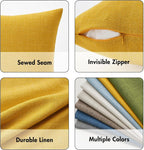 Miulee Pack Of 2 Decorative Throw Pillow Covers Farmhouse Linen Burlap Square Solid Throw Cushion Cover Pillowcase For Sofa Couch 20X20 Inch 50X50 Cm Bright Yellow