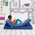 Yourigami Kids and Toddler Play Couch, Convertible Folding Sofa, Durable Foam Modular Design, Sapphire Caves XL