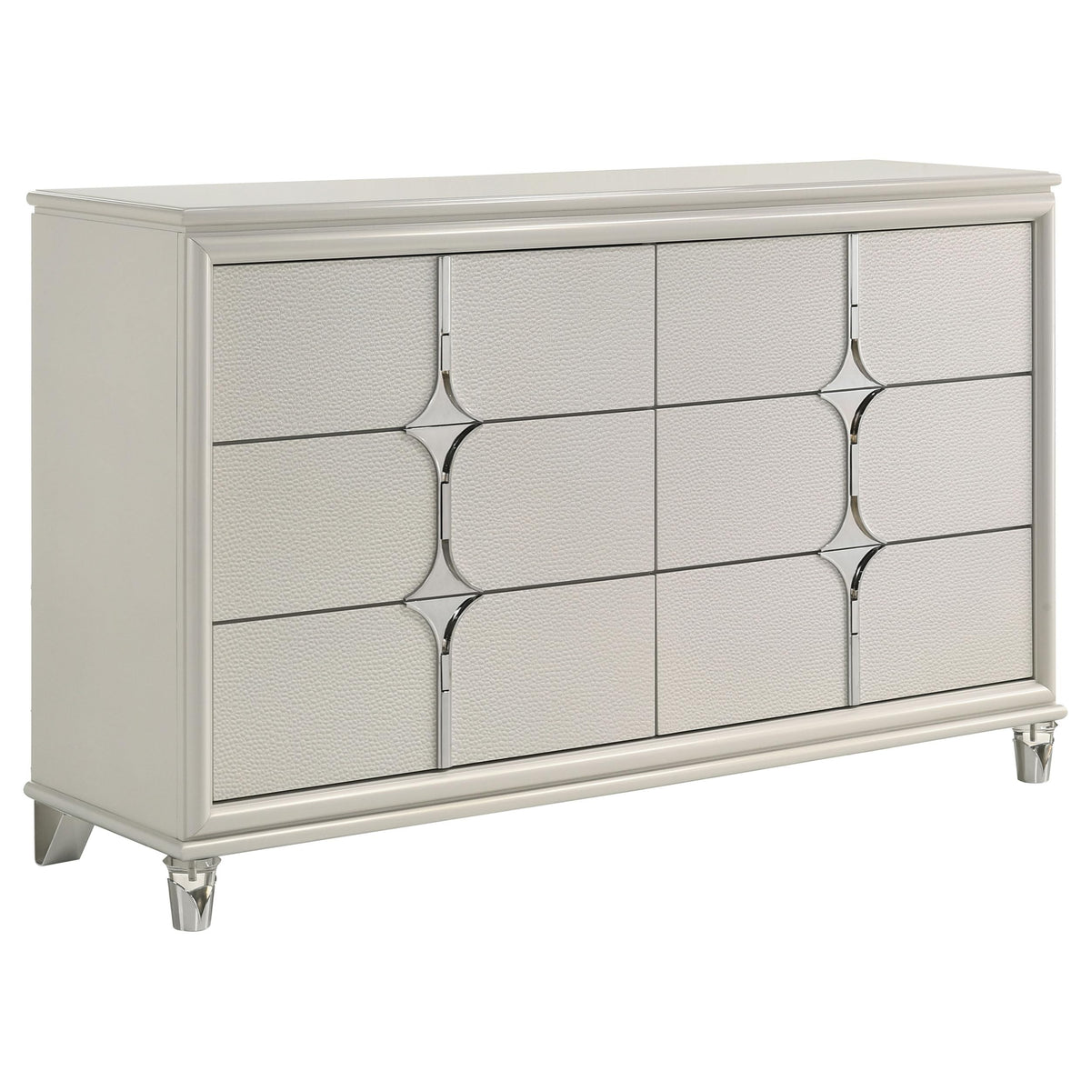 Coaster Home Furnishings Olivia Contemporary 64-inch 6-Drawer Bedroom Dresser Clothing Storage Cabinet Wide Chest of Drawers Organizer Unit White 224953