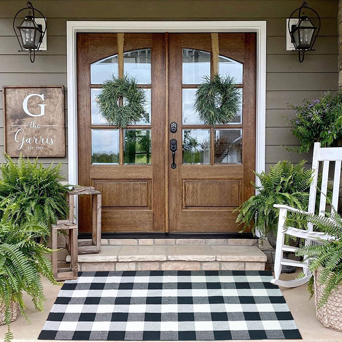 Kahouen Cotton Buffalo Plaid Rugs (35.4' X59'), Black And White Washable Checkered Rugs,Woven Throw Rug, Floor Mat Carpet For