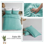 Mildly Super Soft Duvet Cover - 100% Washed Microfiber Turquoise Comforter Cover Set 3 Pieces With Zipper Closure & Corner Ties