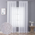 Chyhomenyc Marilyn White Sheer Curtains 96 Inch Length 2 Panels, Light Filtering Soft 3D Leaf Clip Jacquard Textured Sheer Curta