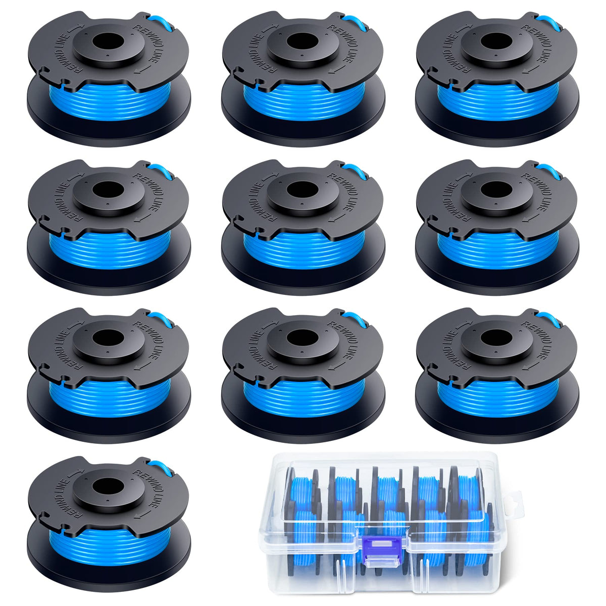 Eaone 10 Pack String Trimmer Line For Ryobi Weed Wacker String, 0.065' Weed Eater String Auto-Feed Spools Compatible With Ryobi