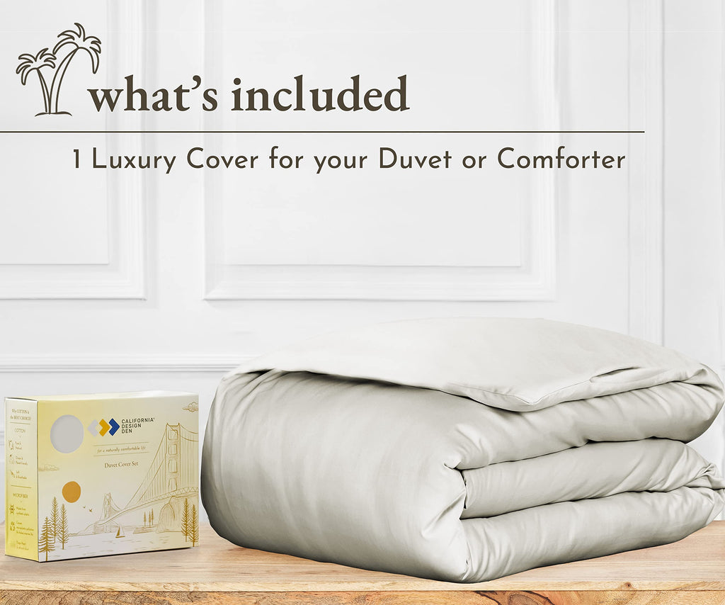 California Design Den King Size Duvet Cover Only, Premium 400 Thread Count 100% Cotton Sateen, Hotel Quality, Soft Sateen Weave