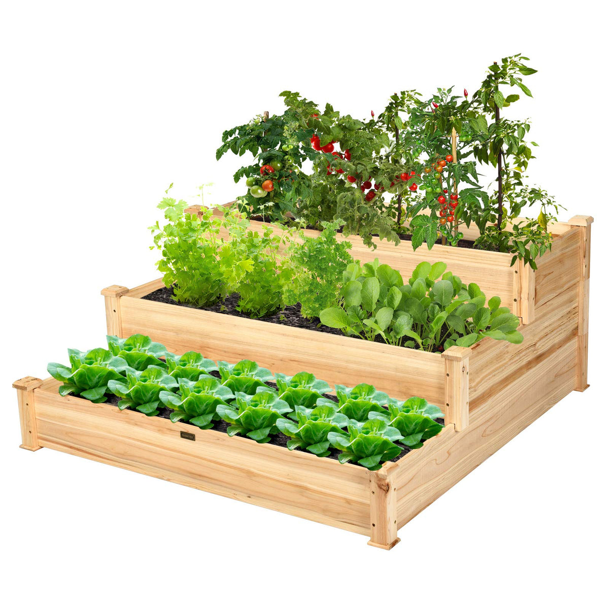 Giantex 3 Tier Raised Garden Bed Wood Elevated Planter Box Vegetable Flower Growing Bed Kit Outdoor Planting Container For Backy