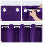 Mitovilla Purple Waffle Small Stall Shower Curtain 36 X 74, No Hooks Needed Half Size Narrow Waffle Weave Fabric Shower Curtain