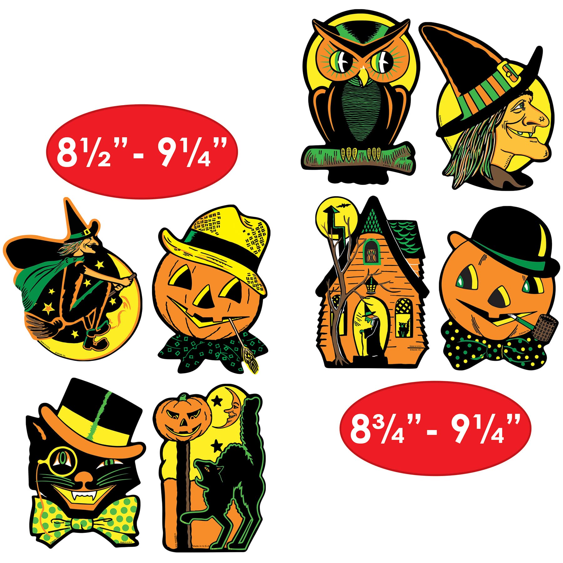 Beistle Packaged Halloween Cutouts - Multicolor, 8.5 - 9.25 Size, Perfect for Halloween Decorations and Parties