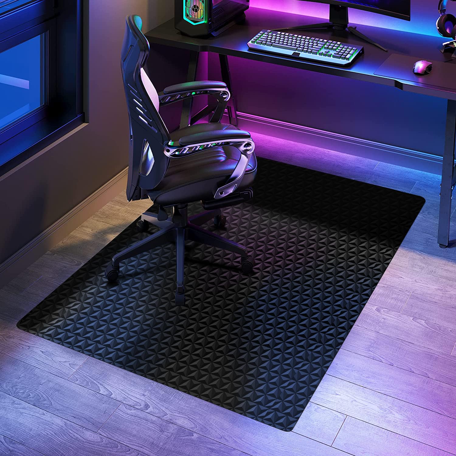 Sallous Chair Mat For Hard Floor, 47' X 36' Vinyl Gaming Chair Mat For Hard Surface, Multi-Purpose Hard Floor Protector Desk C