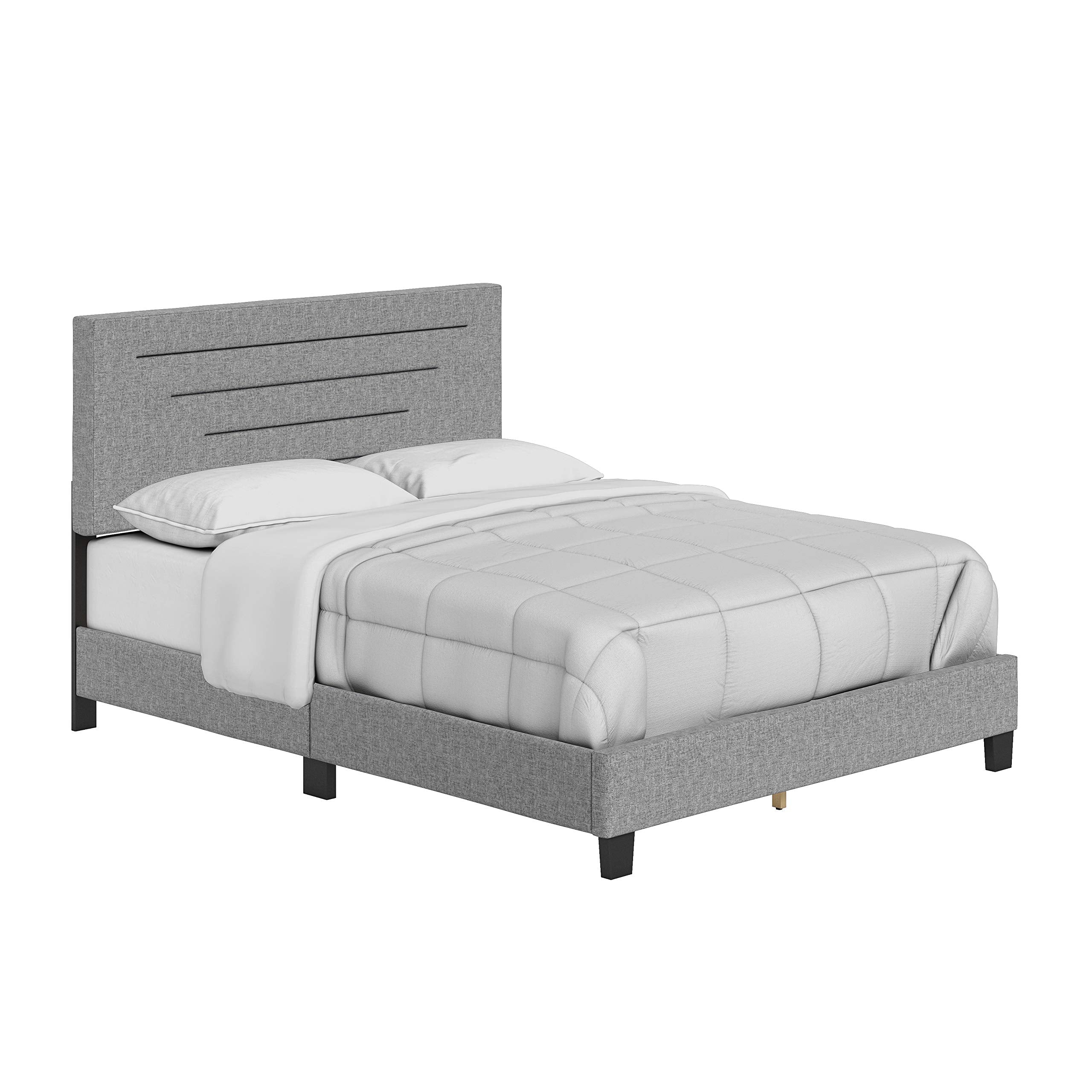Boyd Sleep Cordoba Upholstered Platform Bed with Headboard and Durable Mattress Foundation with Strong Wood Slat Supports, Box Spring Required: Twin, Gray
