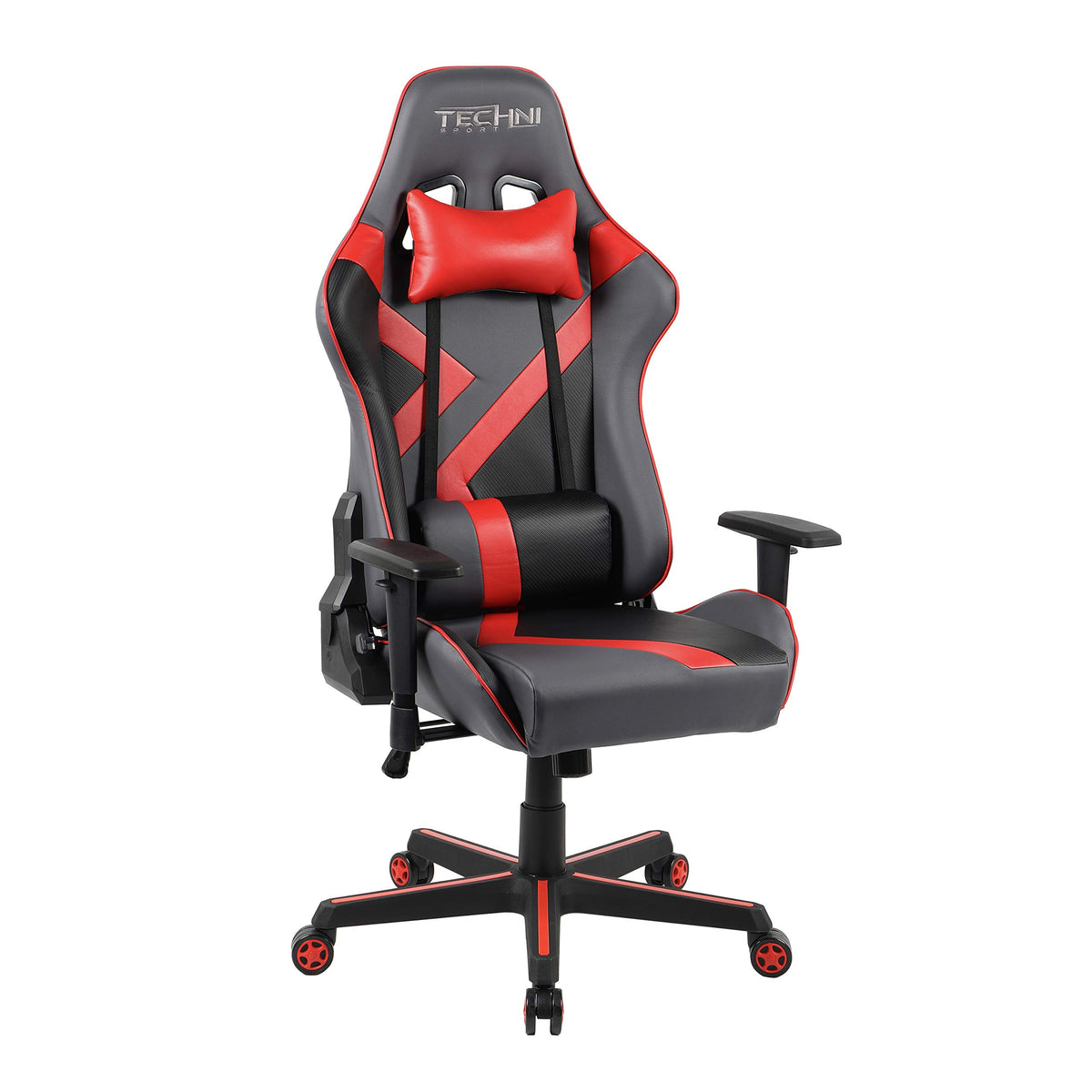 Techni Sport Pc Gaming Chair With Foam Seat And Padded Arms, Reclining Office Chair With Height And Tilt Adjustment, Red