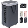 Goodpick Laundry Basket with Wheels, 75L Collapsible Large Laundry Hamper, Slim Laundry Basket with Removable Wash Bag for Corne