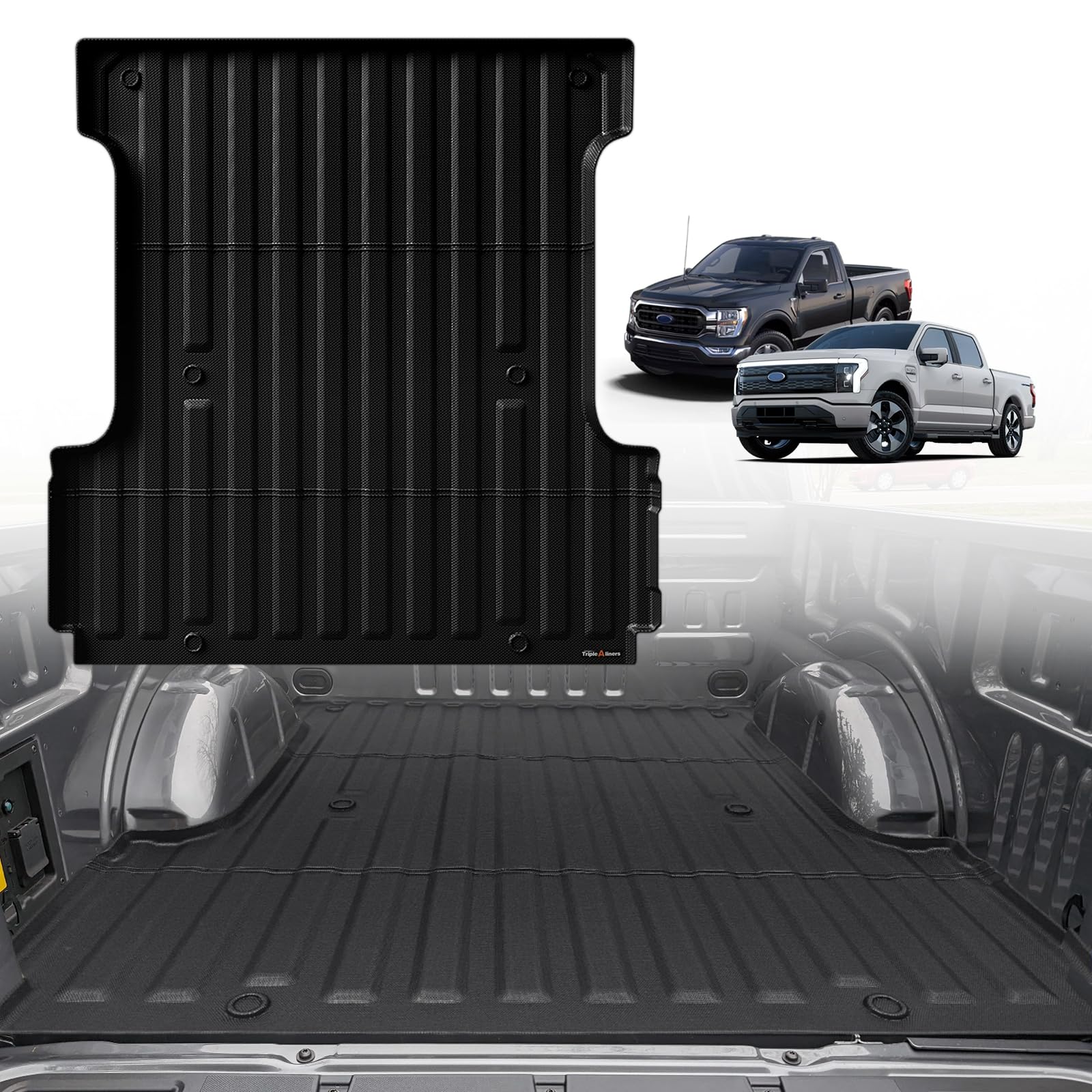 Triplealiners Truck Bed Mat Compatible With 2015-2023 Ford F150 & Lightning Accessories 5.5Ft Flush All Weather Protection Tpe H