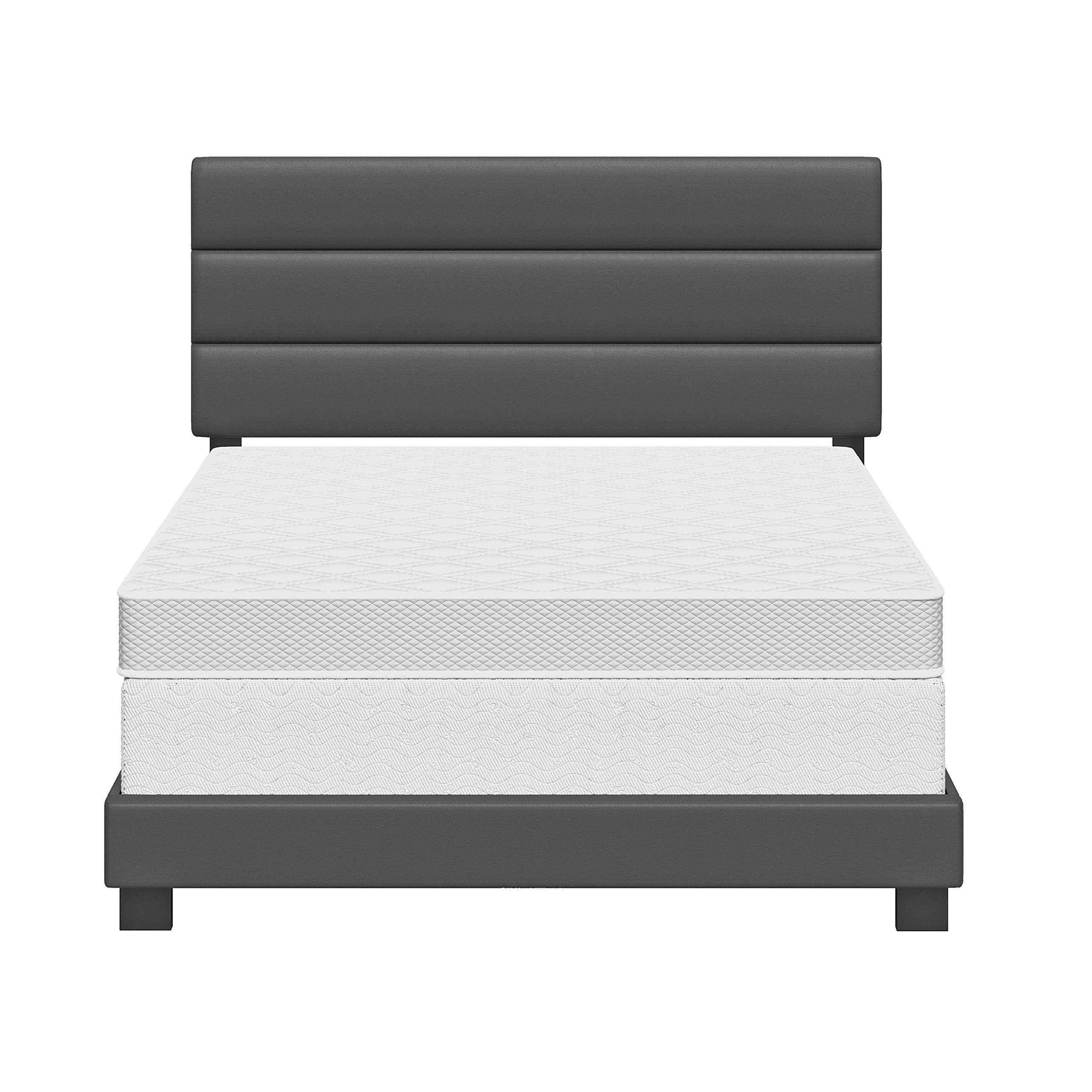 Sleep Sync Ferrara Padded Upholstered Faux Leather Bed Black Full