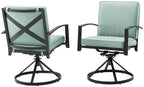Crosley Furniture KO60026BZ-MI Kaplan Outdoor Metal Dining Swivel Chairs, Set of 2, Oiled Bronze with Mist Cushions