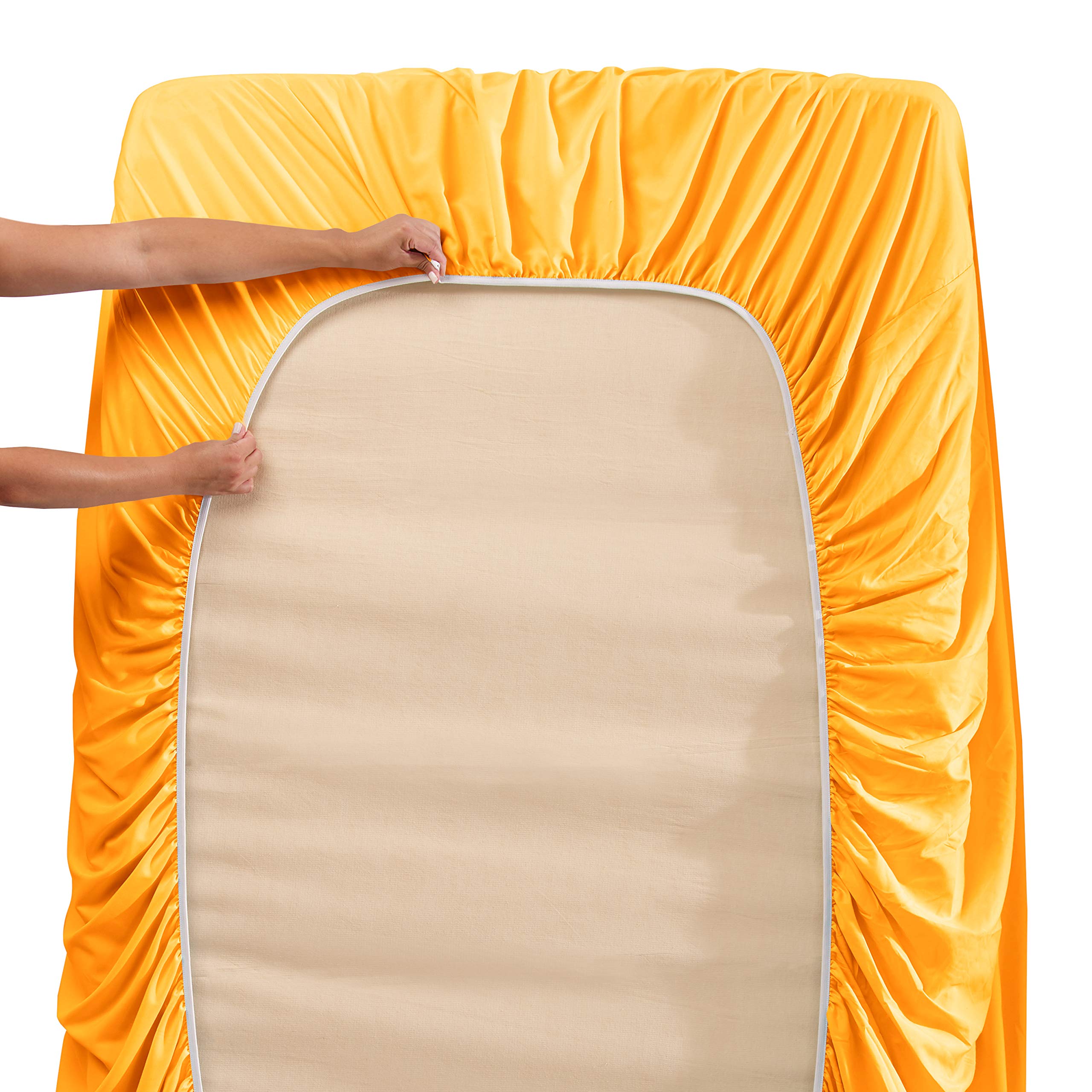 Nestl Extra Twin Deep Pocket Sheets Set - 4 Pc Soft Microfiber Twin Sheets Deep Pocket - Fade Resistant Bedding Sheets & Pillowcases - Twin, Yellow