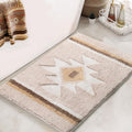 TANVILL Bathroom Rugs Beige Boho Bath Mat Non Slip, Soft Absorbent Microfiber Washable Bath Rug Floor Mat for Bathroom Shower Tu