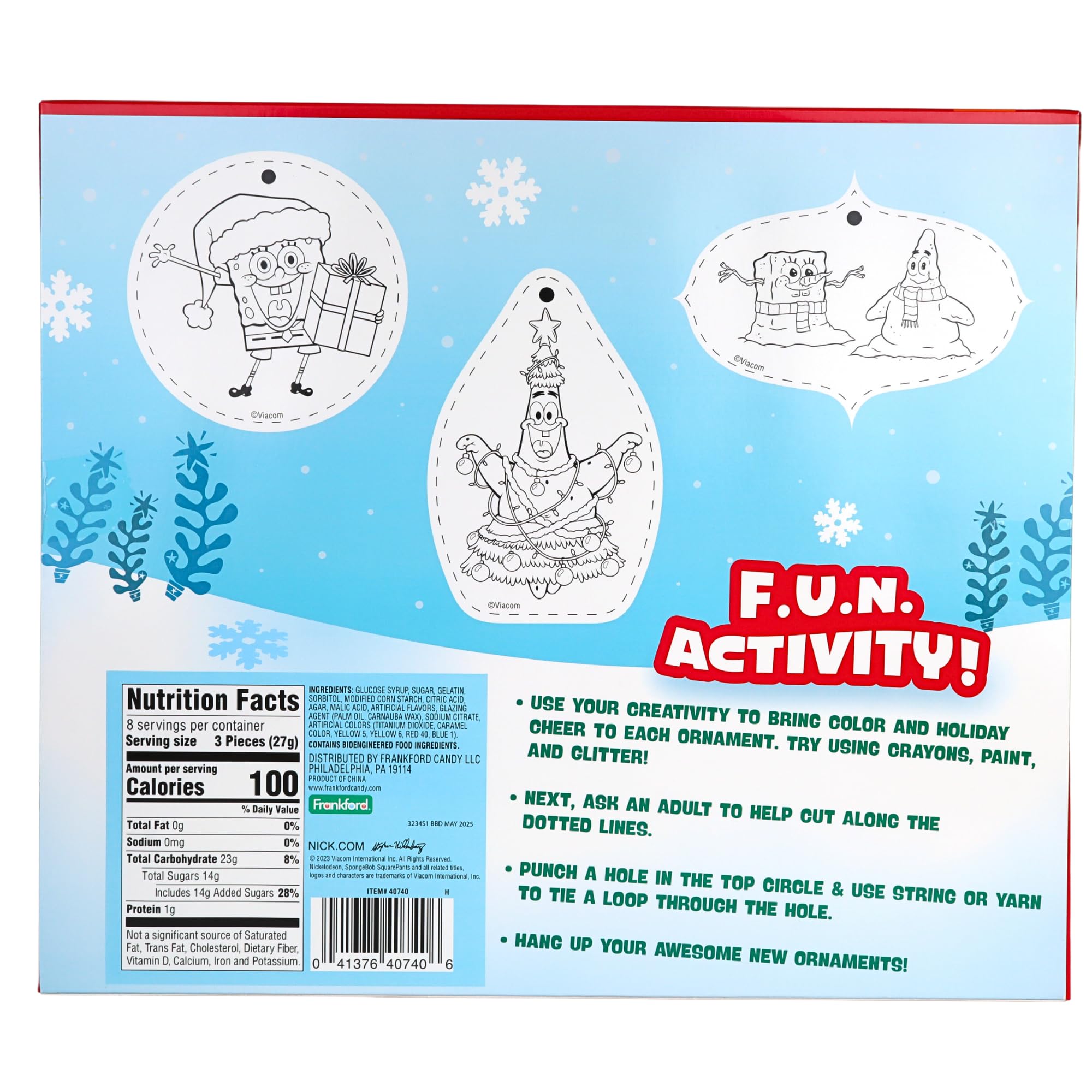 Frankford Spongebob Squarepants Advent Calendar-24 Days Of Krabby Patty Treats, Countdown To Christmas, 7.62 Ounces