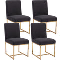 Vescasa Linen Upholstered Dining Chairs Set Of 4, Mid Century Modern Padded Chair With Gold Metal Frame For Restaurant, Dining R