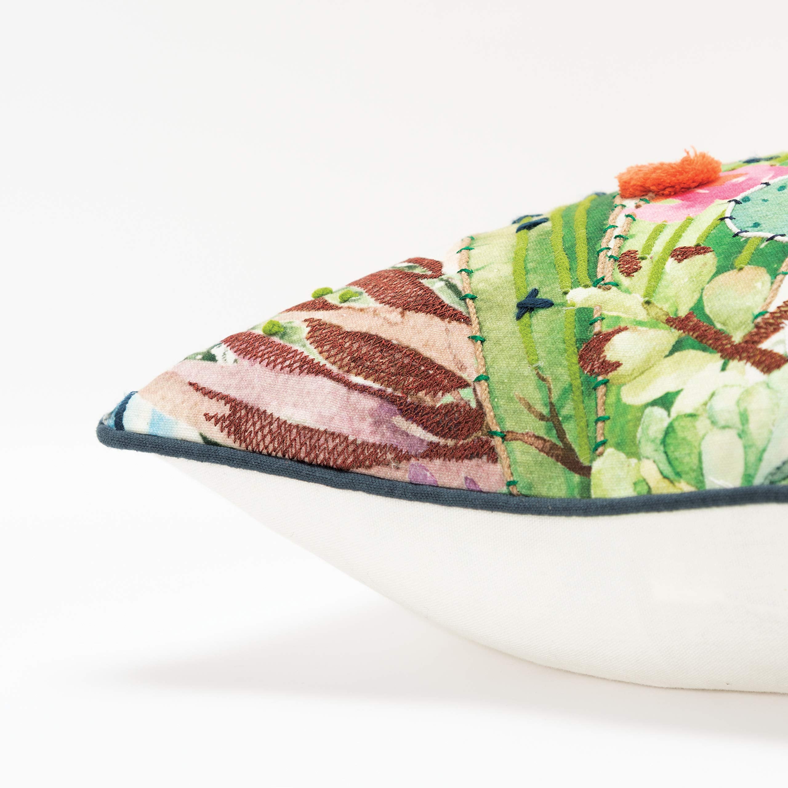 Rizzy Home 20&quot; x 20&quot; Poly Pillow with Cotton Cover-Botanical with Birds-Multi