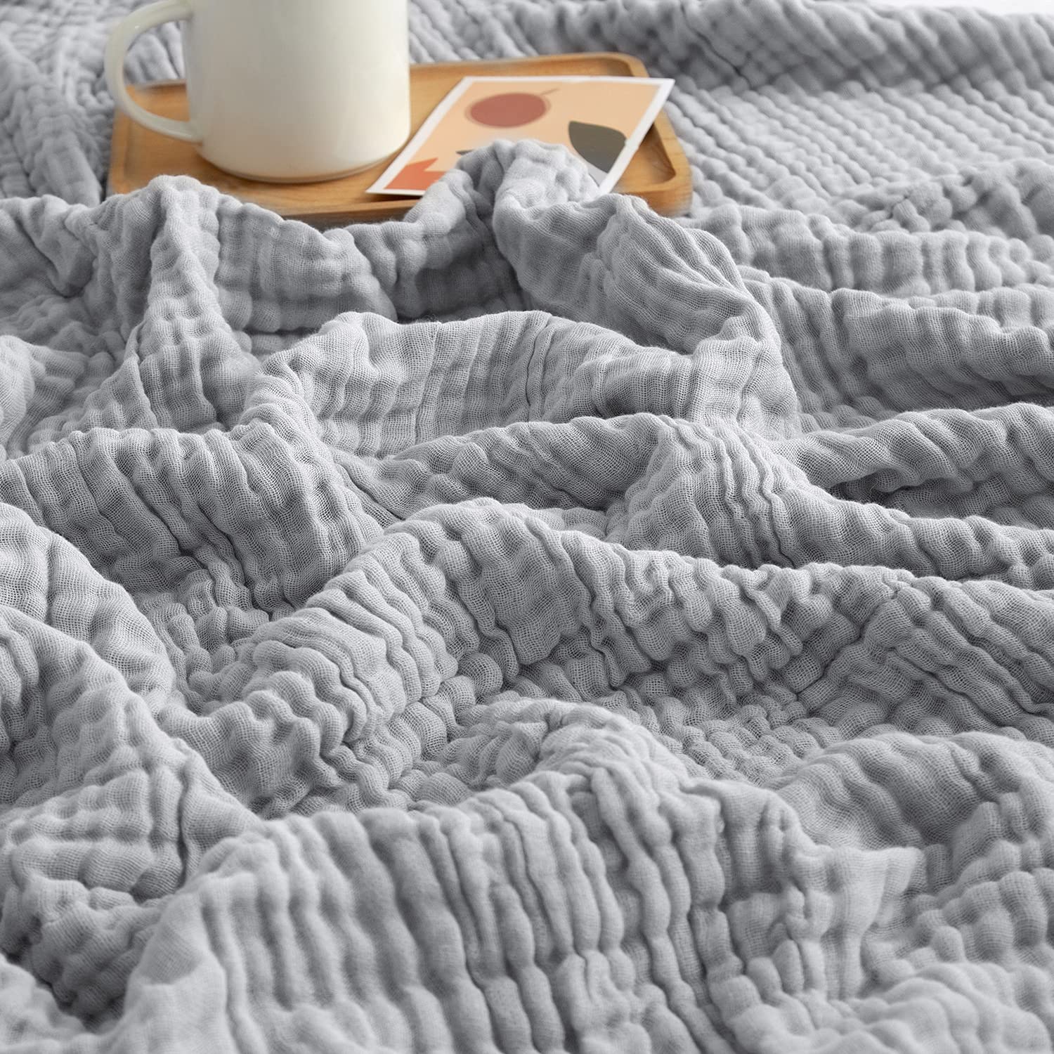 Emme Cooling Blanket For Hot Flashes Muslin Throw Blanket 100% Cotton Throws Gauze Blanket All Season Soft Lightweight Breathabl