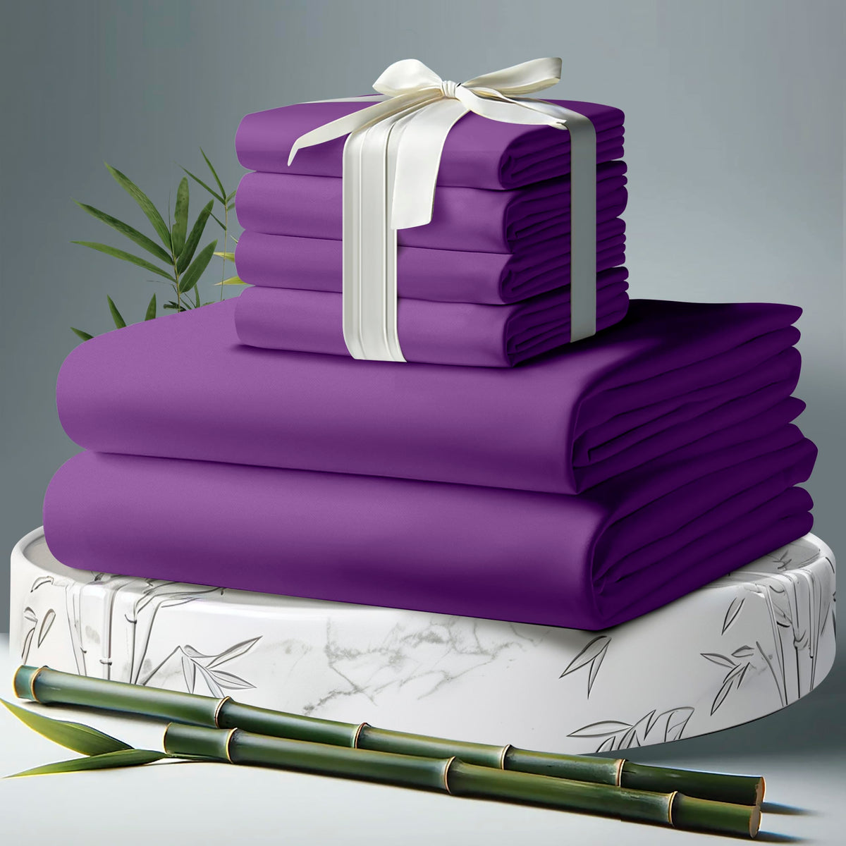 Decolure 100% Organic Viscose Derived From Bamboo Sheets King Size 6Pcs - Ultra Soft & Luxuriously Cooling, 17'' Deep Pocket, Do