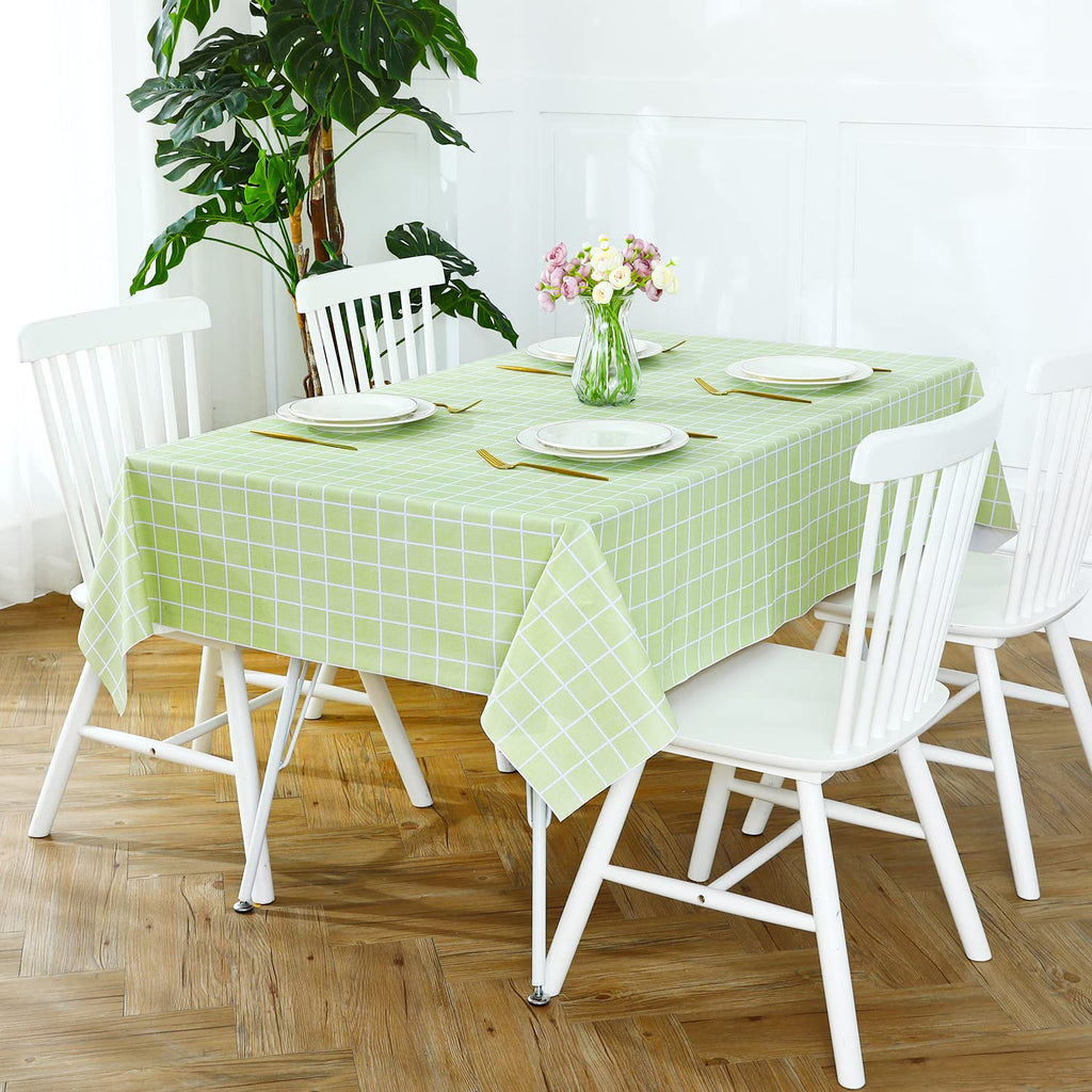 Romanstile Rectangle Plastic Tablecloth, 100% Waterproof Oil-Proof Checkered Pvc Table Cloths, Heavy Duty Vinyl Table Covers For Dining, Camping, Picnic, Outdoor - 54 X 78 Inch, Green