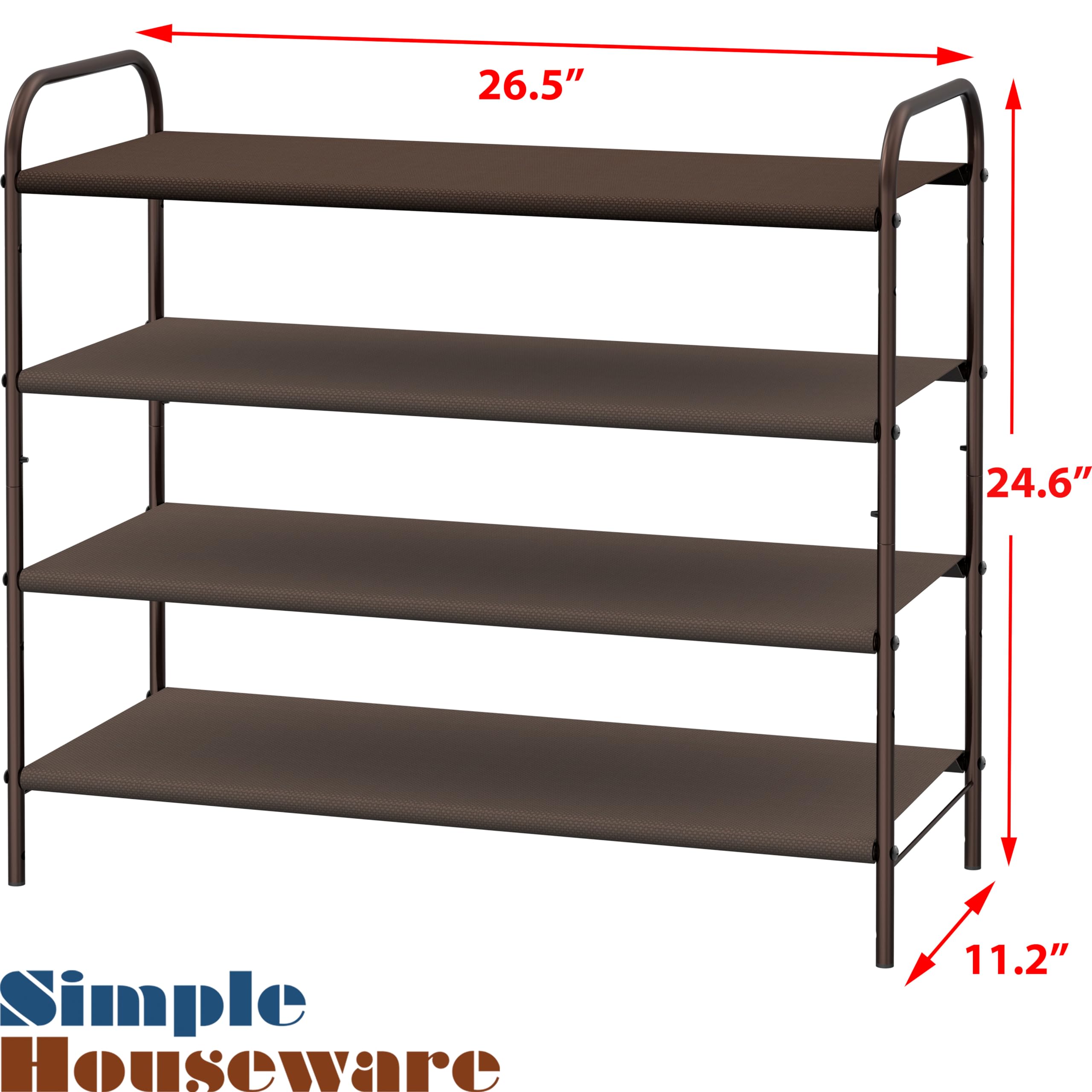 Simple Houseware 4-Tier Shoe Rack Storage Organizer, Bronze
