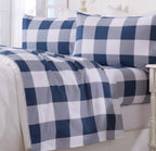 Great Bay Home 4 Piece 100% Turkish Cotton California King Navy Printed Flannel Sheets Set | Deep Pocket, Soft Sheets | Warm, Do