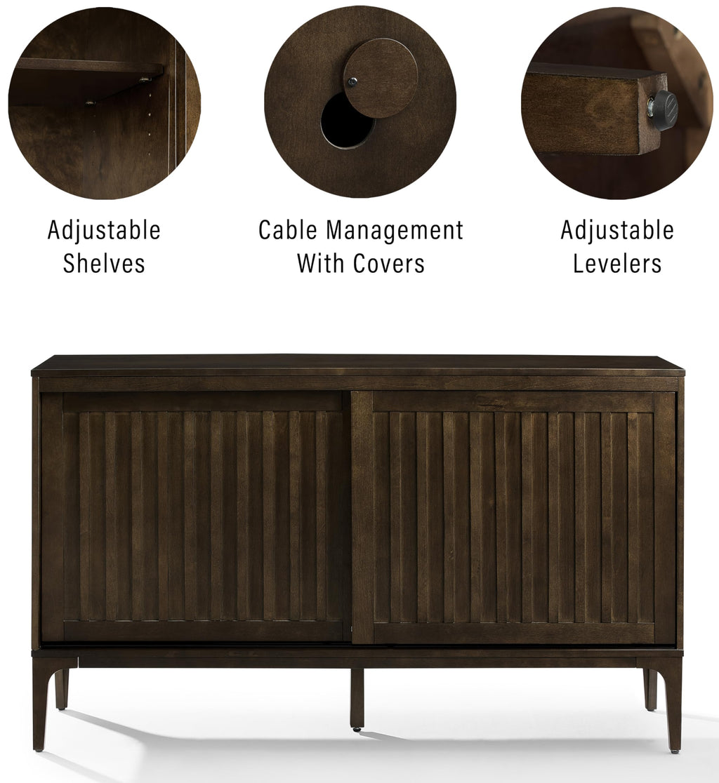 Crosley Furniture Asher Mid-Century Modern Sideboard Buffet Cabinet with Storage, Living Room Credenza, Dark Brown