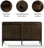 Crosley Furniture Asher Mid-Century Modern Sideboard Buffet Cabinet with Storage, Living Room Credenza, Dark Brown