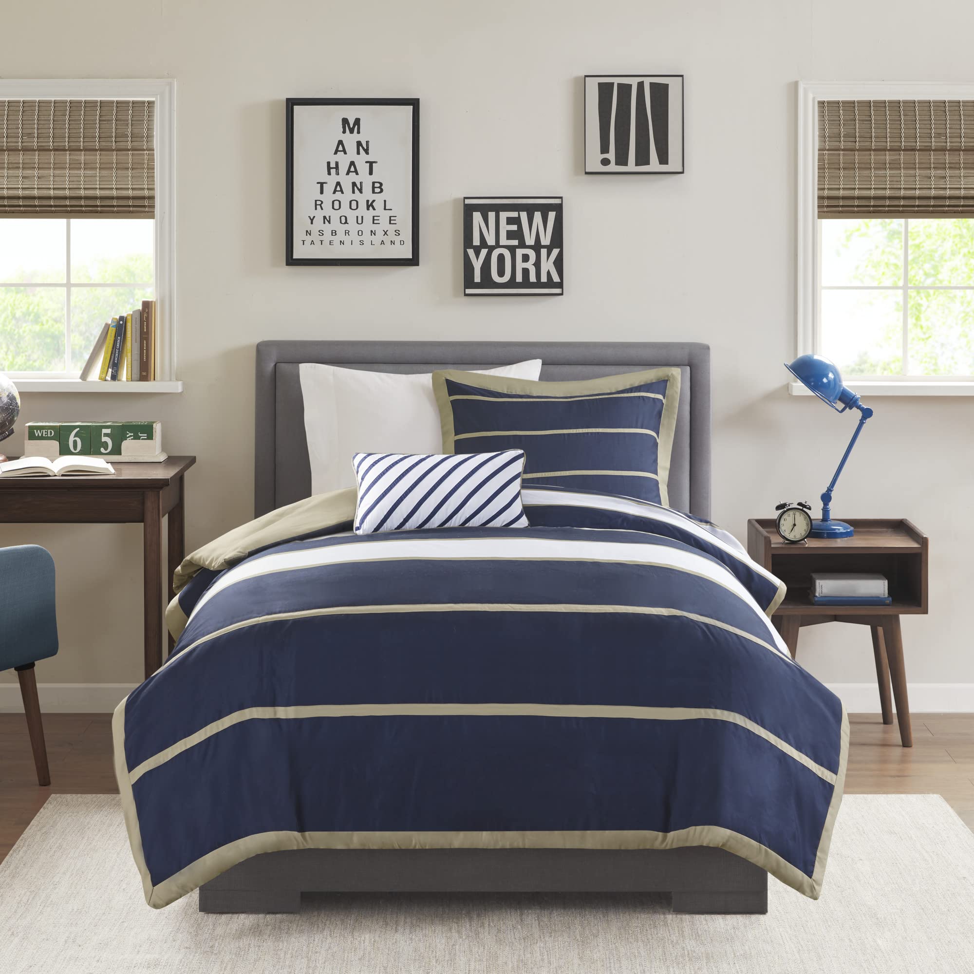 Mi Zone Ashton Duvet Modern Casual Vibrant Colorblock Design All Season Comforter Cover Teen Bedding, Boys Bedroom D  Cor, Twin/