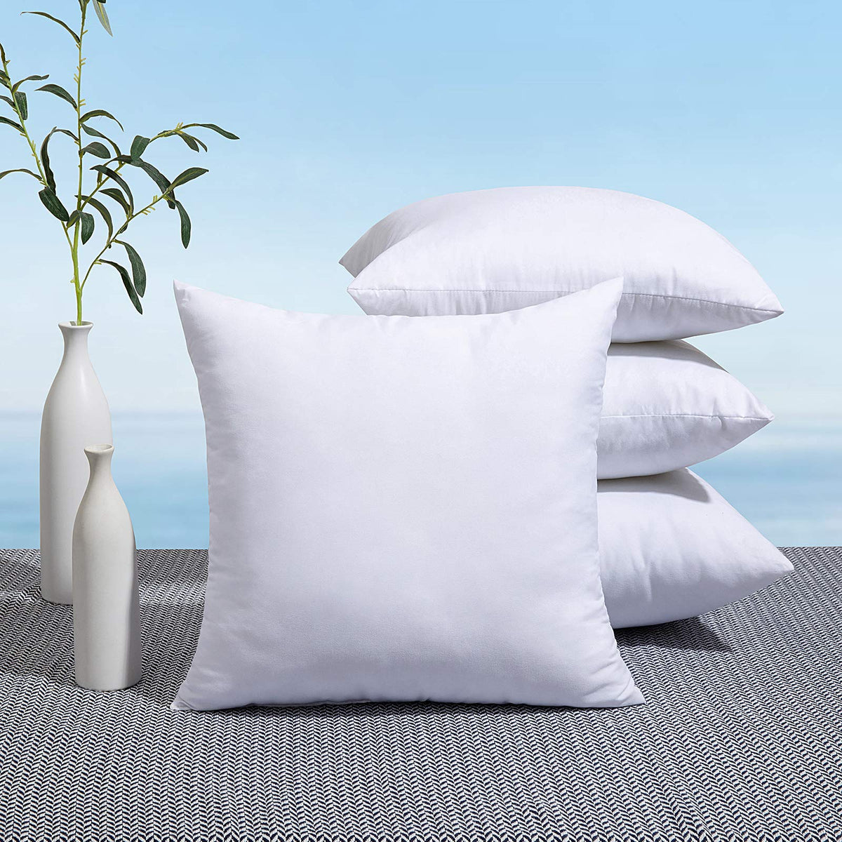 Miulee Pack Of 4 22X22 Outdoor Pillow Inserts, Water-Resistant Throw Pillow Inserts Decorative Premium Square Pillow Stuffer Sha