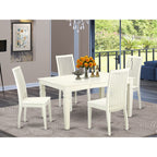 East West Furniture WEIP5-LWH-W 5 Piece Dining Set Includes a Rectangle Dining Table with Butterfly Leaf and 4 Kitchen Chairs, 42x60 Inch, Linen White