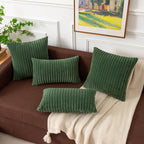 Kevin Textile Pack Of 2 Corduroy Soft Soild Spring Decorative Rectangle Throw Pillow Covers Set Cushion Cases Pillowcases For Sofa Bedroom Car 12 X 20 Inch 30 X 50 Cm Moss Green