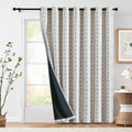 Jinchan 100% Blackout Boho Curtain 84 Inches Long For Bedroom 1 Panel Extra Wide Printed Curtain Blue On Beige Geometric Grommet