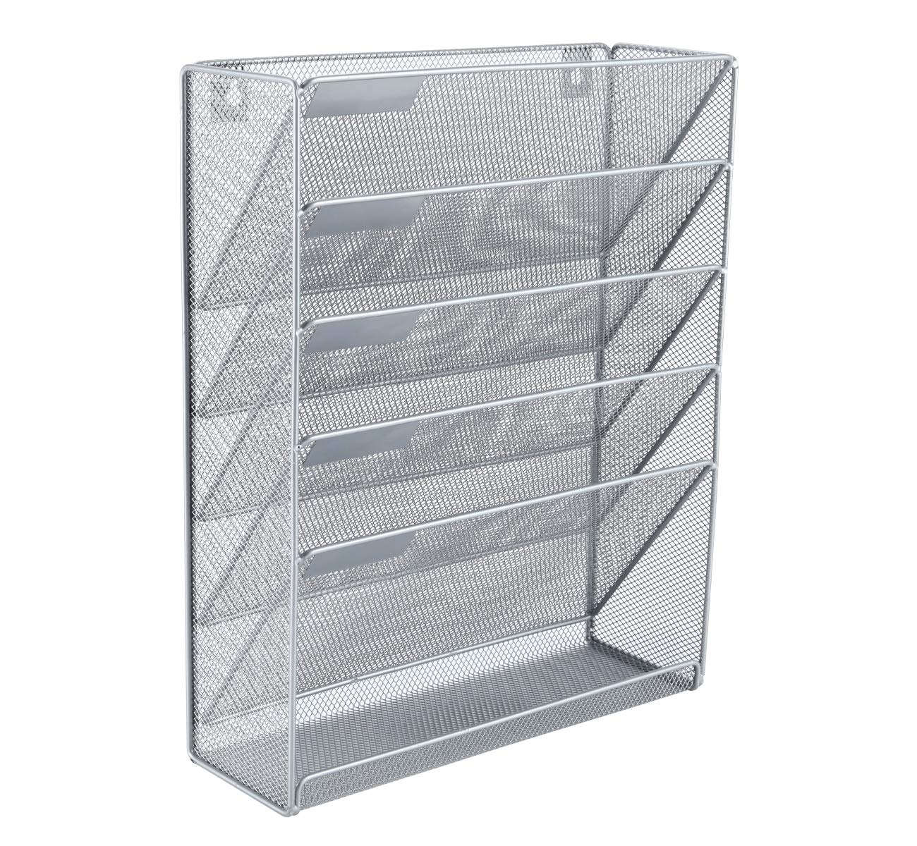 Easypag 5 Slot Wall Hanging File Organizer Vertical Office Desk /Wall Mounted File Holder Paper Organizer With Bottom Flat Tray,