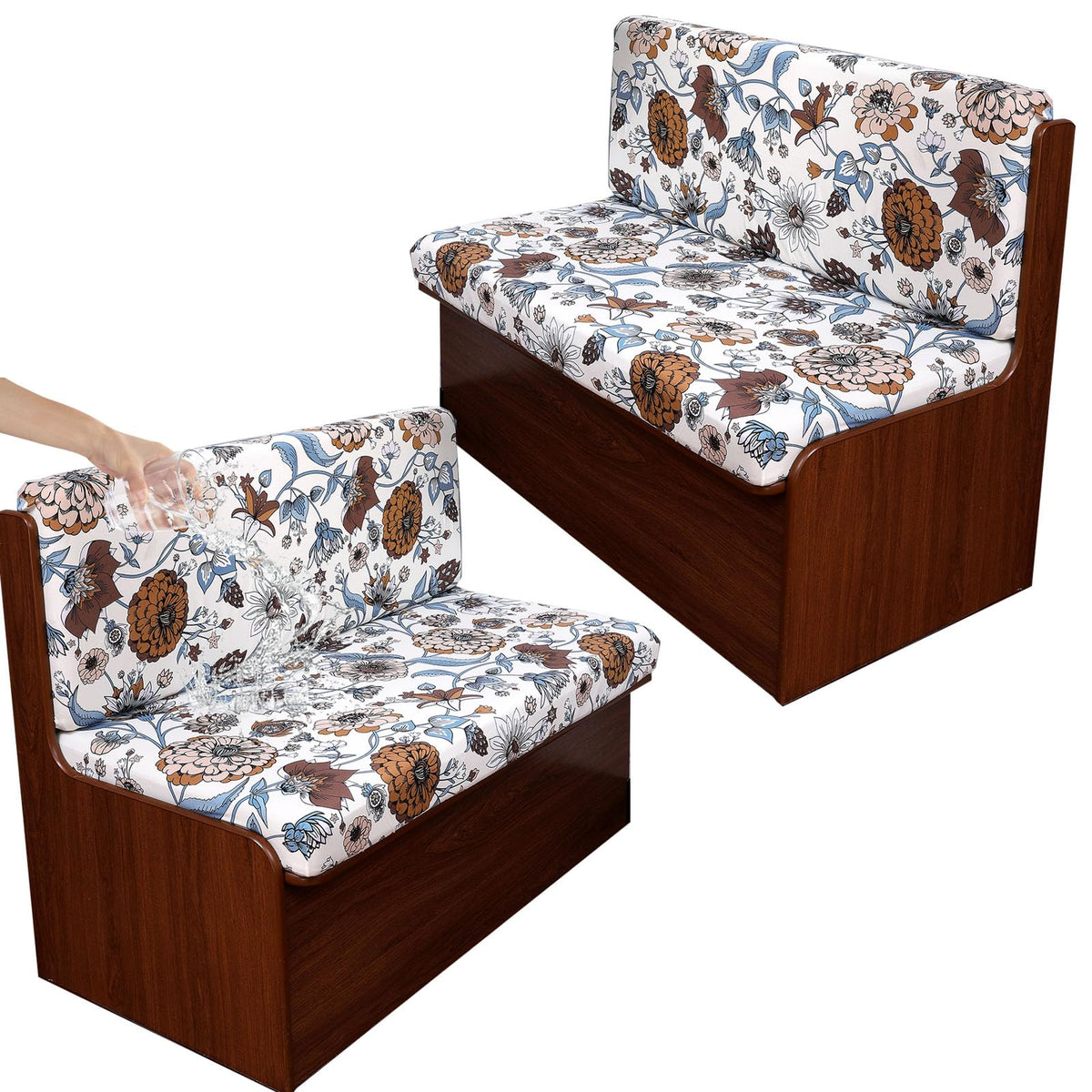 CRFATOP 2 Sets RV Dinette Cushion Covers Printed Camper Cushion Slipcover Stretch 2 Seat Sofa Chair Cover Furniture Protector fo